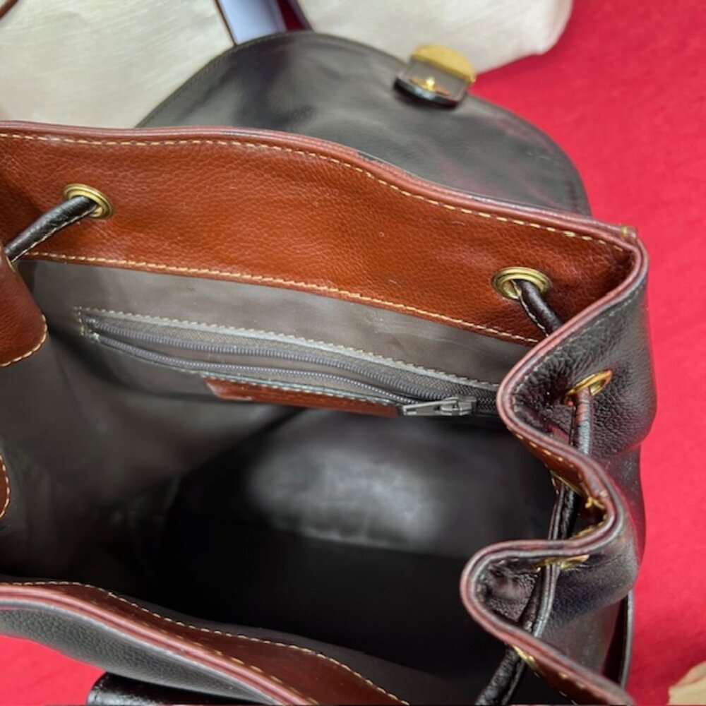 France Made Didier Lamarthe Back Pack Dark Chocolate Brown + FREE Chiffon Scarf - Picture 9 of 16